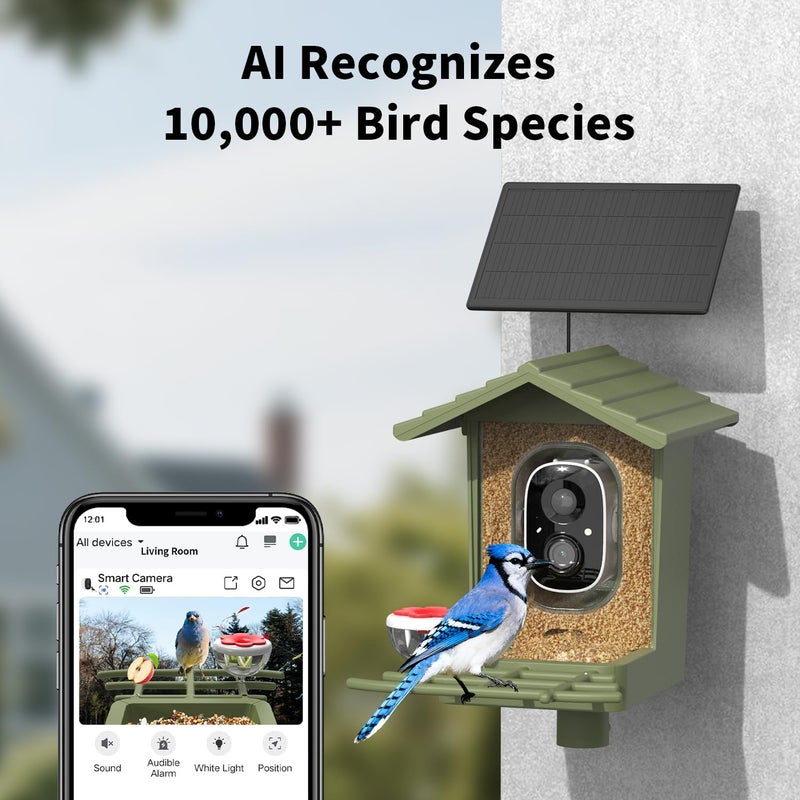 cbeyook Smart Bird Feeder Camera with AI Species Identifier | Solar Powered, 2.5K HD Video, Motion Alerts - Outdoor Garden & Birdwatching Gift - Image 2